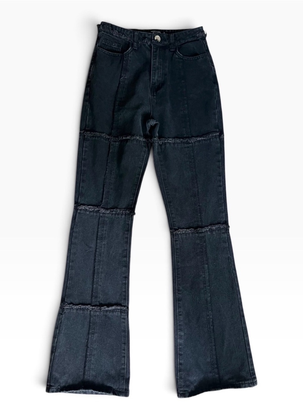 Nasty Gal Black Panel Slightly Flared Jeans Size 2-4